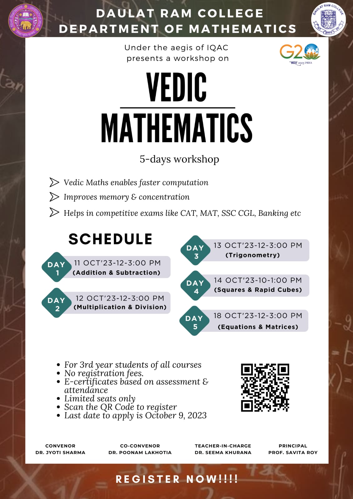 Vedic Maths Workshop (2023-24) poster