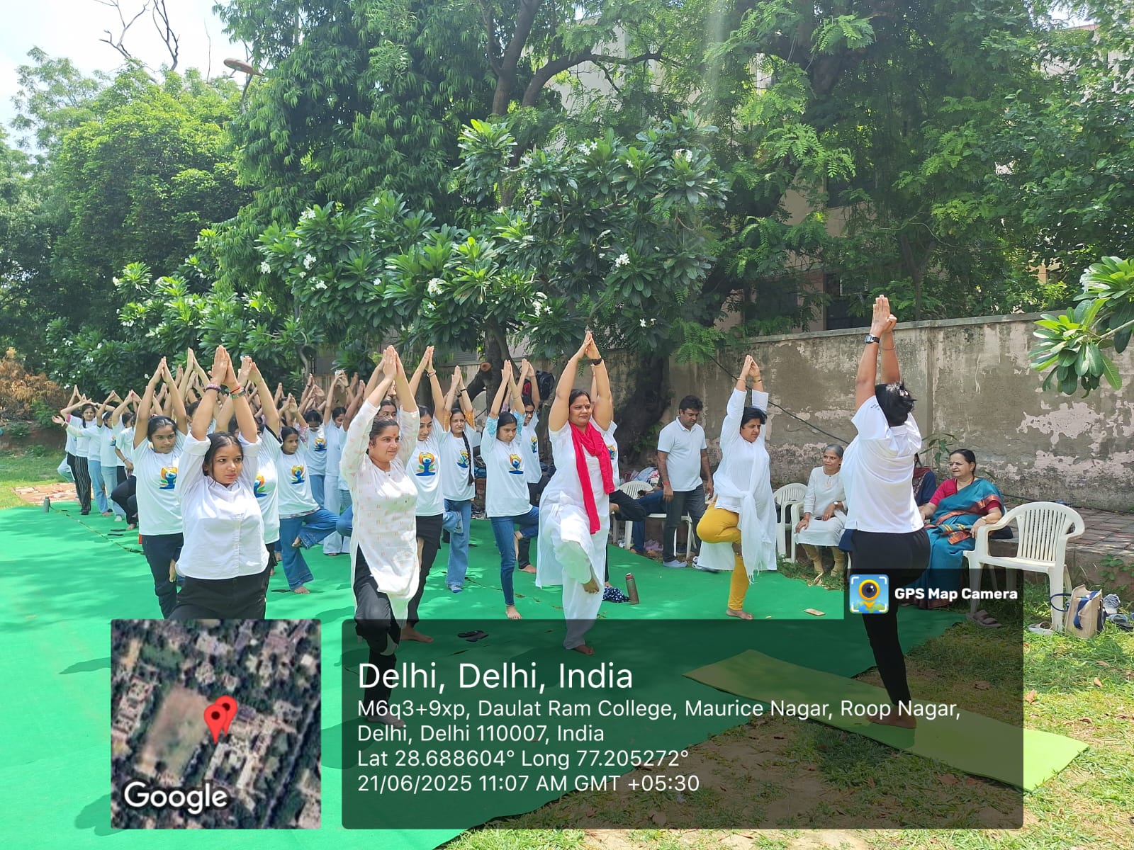 Celebrating health and mindfulness: NSS volunteers participating in the International Day of Yoga celebrations at Daulat Ram College.